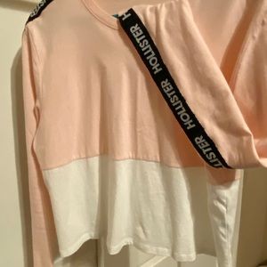 Hollister women’s medium pink and white crop top.